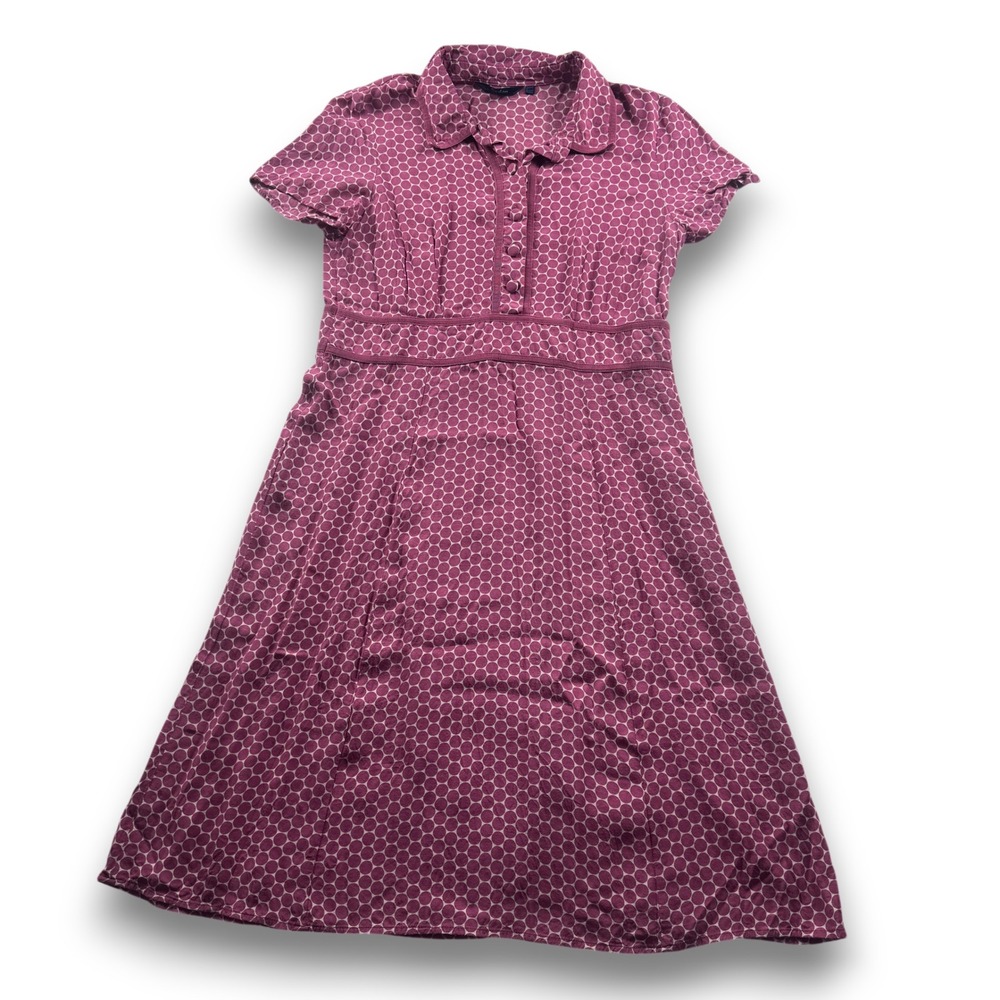 Boden Womens Magenta Polka Dot Viscose Short Sleeve Shirt Dress Size 16R WH099
